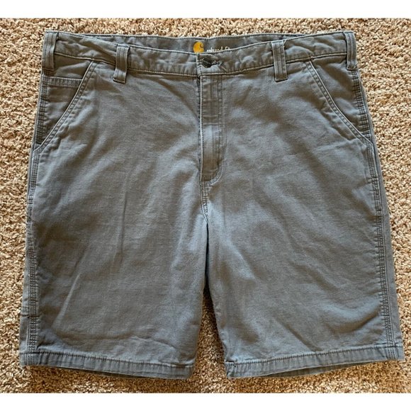 Carhartt Men's 40 Relaxed Fit Grey Canvas Carpenter Shorts 102514-039 EUC - Picture 1 of 11